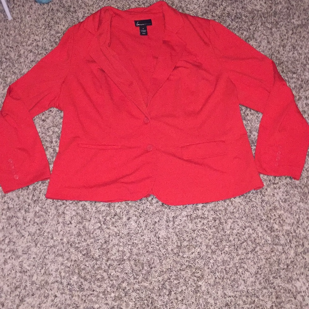Plus size orange stretch blazer